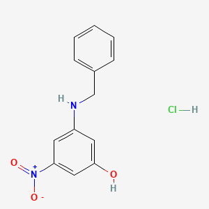 molecular formula C13H13ClN2O3 B8034322 3-(Benzylamino)-5-nitrophenol hydrochloride 