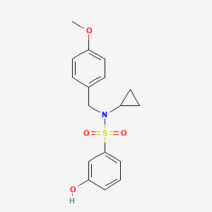 molecular formula C17H19NO4S B8034341 N-cyclopropyl-3-hydroxy-N-[(4-methoxyphenyl)methyl]benzene-1-sulfonamide 