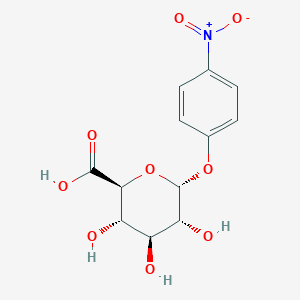 molecular formula C12H13NO9 B8034504 (2S,3S,4S,5R,6R)-3,4,5-Trihydroxy-6-(4-nitrophenoxy)tetrahydro-2H-pyran-2-carboxylic acid 