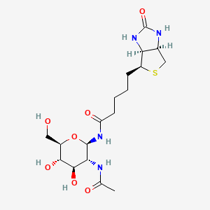 molecular formula C18H30N4O7S B8034571 N-((2R,3R,4R,5S,6R)-3-Acetamido-4,5-dihydroxy-6-(hydroxymethyl)tetrahydro-2H-pyran-2-yl)-5-((3aS,4S,6aR)-2-oxohexahydro-1H-thieno[3,4-d]imidazol-4-yl)pentanamide 