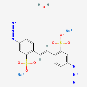 molecular formula C14H10N6Na2O7S2 B8034671 disodium;5-azido-2-[(E)-2-(4-azido-2-sulfonatophenyl)ethenyl]benzenesulfonate;hydrate 