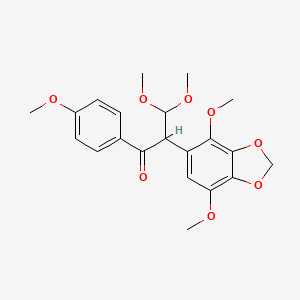 molecular formula C21H24O8 B8034790 2-(4,7-Dimethoxy-1,3-benzodioxol-5-yl)-3,3-dimethoxy-1-(4-methoxyphenyl)propan-1-one 