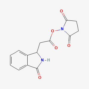 molecular formula C14H12N2O5 B8034854 1-{[(3-oxo-2,3-dihydro-1H-isoindol-1-yl)acetyl]oxy}pyrrolidine-2,5-dione 