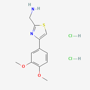 molecular formula C12H16Cl2N2O2S B8034909 [4-(3,4-Dimethoxyphenyl)-1,3-thiazol-2-yl]methanamine;dihydrochloride 