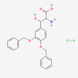 molecular formula C23H24ClNO5 B8034933 3,4-Di-O-benzylDL-threo-Droxidopa-13C2,15NHydrochloride 