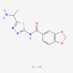 N-[5-(1-aminoethyl)-1,3,4-thiadiazol-2-yl]-1,3-benzodioxole-5-carboxamide;hydrochloride