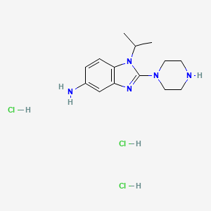 molecular formula C14H24Cl3N5 B8035031 2-Piperazin-1-yl-1-propan-2-ylbenzimidazol-5-amine;trihydrochloride 