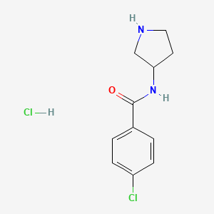 molecular formula C11H14Cl2N2O B8035156 4-Chloro-N-(pyrrolidin-3-yl)benzamide hydrochloride 