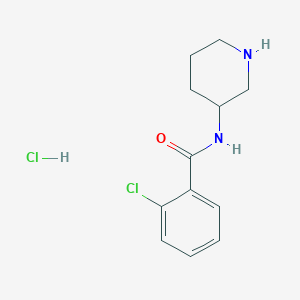 molecular formula C12H16Cl2N2O B8035241 2-Chloro-N-(piperidin-3-yl)benzamide hydrochloride 