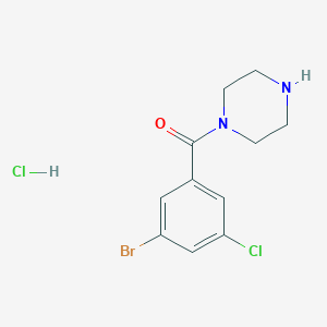 molecular formula C11H13BrCl2N2O B8035281 (3-Bromo-5-chlorophenyl)(piperazin-1-yl)methanone hydrochloride 