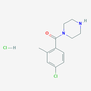 molecular formula C12H16Cl2N2O B8035294 (4-Chloro-2-methylphenyl)(piperazin-1-yl)methanone hydrochloride 