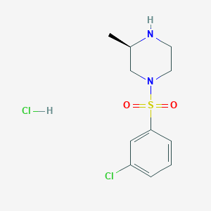 molecular formula C11H16Cl2N2O2S B8035319 (R)-1-((3-Chlorophenyl)sulfonyl)-3-methylpiperazine hydrochloride 