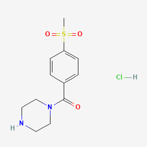 molecular formula C12H17ClN2O3S B8035347 (4-(Methylsulfonyl)phenyl)(piperazin-1-yl)methanone hydrochloride 