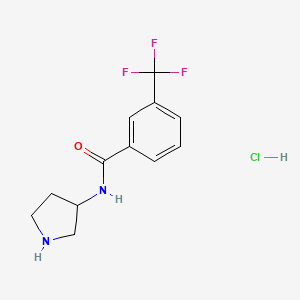 molecular formula C12H14ClF3N2O B8035349 N-(Pyrrolidin-3-yl)-3-(trifluoromethyl)benzamide hydrochloride 
