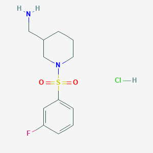 molecular formula C12H18ClFN2O2S B8035353 (1-((3-Fluorophenyl)sulfonyl)piperidin-3-yl)methanamine hydrochloride 