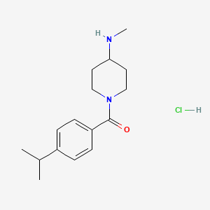 molecular formula C16H25ClN2O B8035366 (4-Isopropylphenyl)(4-(methylamino)piperidin-1-yl)methanone hydrochloride 