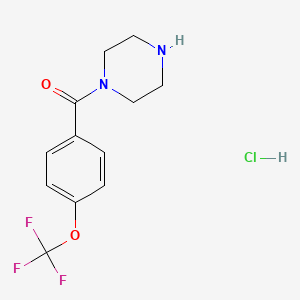 molecular formula C12H14ClF3N2O2 B8035374 盐酸哌嗪-1-基(4-(三氟甲氧基)苯基)甲酮 