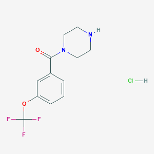 molecular formula C12H14ClF3N2O2 B8035380 Piperazin-1-yl(3-(trifluoromethoxy)phenyl)methanone hydrochloride 