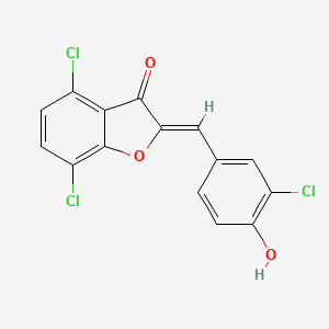 molecular formula C15H7Cl3O3 B8035458 (2Z)-4,7-dichloro-2-[(3-chloro-4-hydroxyphenyl)methylidene]-1-benzofuran-3-one 