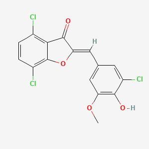 molecular formula C16H9Cl3O4 B8035459 (2Z)-4,7-dichloro-2-[(3-chloro-4-hydroxy-5-methoxyphenyl)methylidene]-1-benzofuran-3-one 