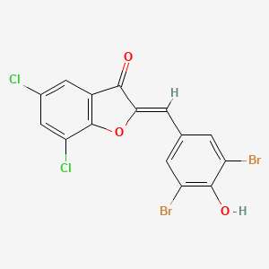 (2Z)-5,7-dichloro-2-[(3,5-dibromo-4-hydroxyphenyl)methylidene]-1-benzofuran-3-one
