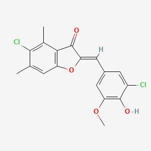 (2Z)-5-chloro-2-[(3-chloro-4-hydroxy-5-methoxyphenyl)methylidene]-4,6-dimethyl-1-benzofuran-3-one