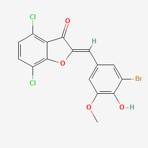 (2Z)-2-[(3-bromo-4-hydroxy-5-methoxyphenyl)methylidene]-4,7-dichloro-1-benzofuran-3-one