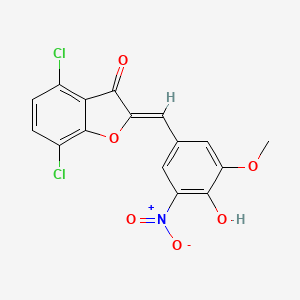molecular formula C16H9Cl2NO6 B8035551 (2Z)-4,7-dichloro-2-[(4-hydroxy-3-methoxy-5-nitrophenyl)methylidene]-1-benzofuran-3-one 