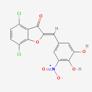 molecular formula C15H7Cl2NO6 B8035556 (2Z)-4,7-dichloro-2-[(3,4-dihydroxy-5-nitrophenyl)methylidene]-1-benzofuran-3-one 
