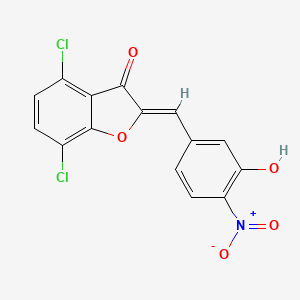molecular formula C15H7Cl2NO5 B8035562 (2Z)-4,7-dichloro-2-[(3-hydroxy-4-nitrophenyl)methylidene]-1-benzofuran-3-one 