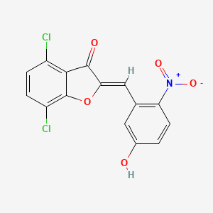 (2Z)-4,7-dichloro-2-[(5-hydroxy-2-nitrophenyl)methylidene]-1-benzofuran-3-one