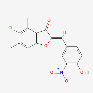 (2Z)-5-chloro-2-[(4-hydroxy-3-nitrophenyl)methylidene]-4,6-dimethyl-1-benzofuran-3-one