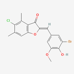 molecular formula C18H14BrClO4 B8035578 (2Z)-2-[(3-bromo-4-hydroxy-5-methoxyphenyl)methylidene]-5-chloro-4,6-dimethyl-1-benzofuran-3-one 