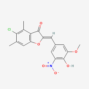 molecular formula C18H14ClNO6 B8035582 (2Z)-5-chloro-2-[(4-hydroxy-3-methoxy-5-nitrophenyl)methylidene]-4,6-dimethyl-1-benzofuran-3-one 