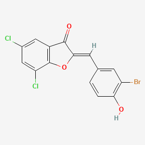 (2Z)-2-[(3-bromo-4-hydroxyphenyl)methylidene]-5,7-dichloro-1-benzofuran-3-one