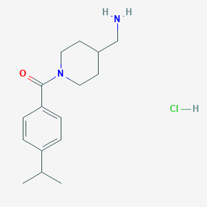 molecular formula C16H25ClN2O B8035636 (4-(Aminomethyl)piperidin-1-yl)(4-isopropylphenyl)methanone hydrochloride 