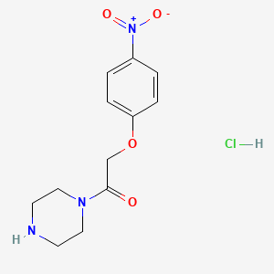 molecular formula C12H16ClN3O4 B8035654 2-(4-Nitrophenoxy)-1-piperazin-1-ylethanone;hydrochloride 