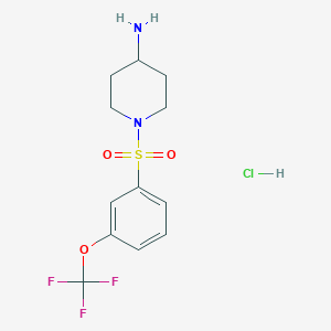 molecular formula C12H16ClF3N2O3S B8035663 1-((3-(Trifluoromethoxy)phenyl)sulfonyl)piperidin-4-amine hydrochloride 