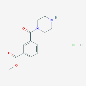 molecular formula C13H17ClN2O3 B8035679 Methyl 3-(piperazine-1-carbonyl)benzoate;hydrochloride 