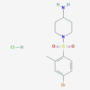 molecular formula C12H18BrClN2O2S B8035681 1-((4-Bromo-2-methylphenyl)sulfonyl)piperidin-4-amine hydrochloride 