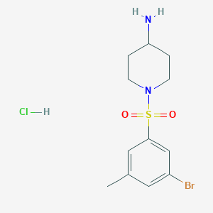 molecular formula C12H18BrClN2O2S B8035706 1-((3-Bromo-5-methylphenyl)sulfonyl)piperidin-4-amine hydrochloride 