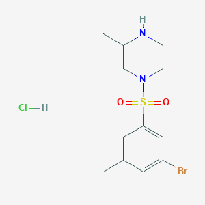 molecular formula C12H18BrClN2O2S B8035710 1-((3-Bromo-5-methylphenyl)sulfonyl)-3-methylpiperazine hydrochloride 