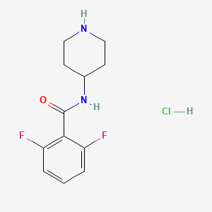 molecular formula C12H15ClF2N2O B8035748 2,6-Difluoro-N-(piperidin-4-yl)benzamide hydrochloride 