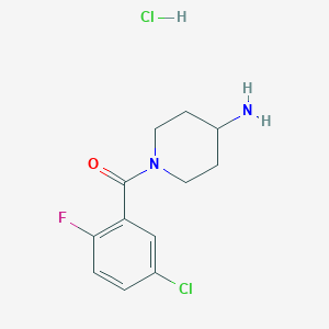 molecular formula C12H15Cl2FN2O B8035770 1-(5-chloro-2-fluorobenzoyl)piperidin-4-amine HCl 