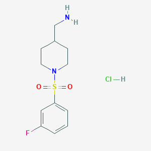 molecular formula C12H18ClFN2O2S B8035782 (1-((3-Fluorophenyl)sulfonyl)piperidin-4-yl)methanamine hydrochloride 