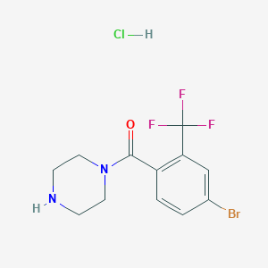 molecular formula C12H13BrClF3N2O B8035785 (4-Bromo-2-(trifluoromethyl)phenyl)(piperazin-1-yl)methanone hydrochloride 