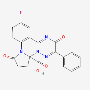 10-Fluoro-5,15-dioxo-16-phenyl-1,6,14,17-tetraazatetracyclo[11.4.0.0^{2,6}.0^{7,12}]heptadeca-7(12),8,10,13,16-pentaene-2-carboxylic acid