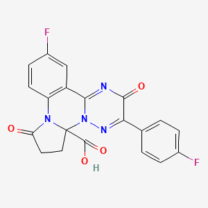 molecular formula C20H12F2N4O4 B8035947 10-Fluoro-16-(4-fluorophenyl)-5,15-dioxo-1,6,14,17-tetraazatetracyclo[11.4.0.0^{2,6}.0^{7,12}]heptadeca-7(12),8,10,13,16-pentaene-2-carboxylic acid 