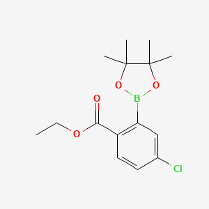 molecular formula C15H20BClO4 B8036053 Ethyl 4-chloro-2-(4,4,5,5-tetramethyl-1,3,2-dioxaborolan-2-yl)benzoate 
