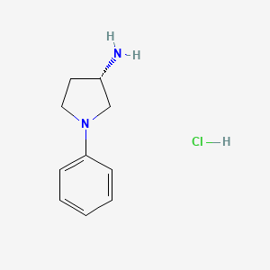 molecular formula C10H15ClN2 B8036101 (S)-1-Phenylpyrrolidin-3-amine hydrochloride 